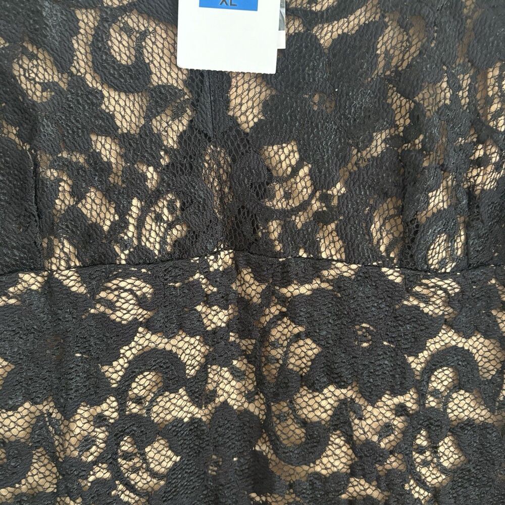 Karen Kane Womens Dress Size XL Brown Lace Floral Scalloped Sheath V-Neck NWT - Picture 7 of 15